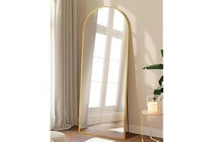 Furnbar Full Length Mirror, 59"x18" Arched Full Body Mirror, Floor Mirrors with Stand, Body Mirrors Standing Hanging Leaning Against Wall,Aluminum Frame Mirrors for Bedroom Cloakroom,Living Room,Gold
