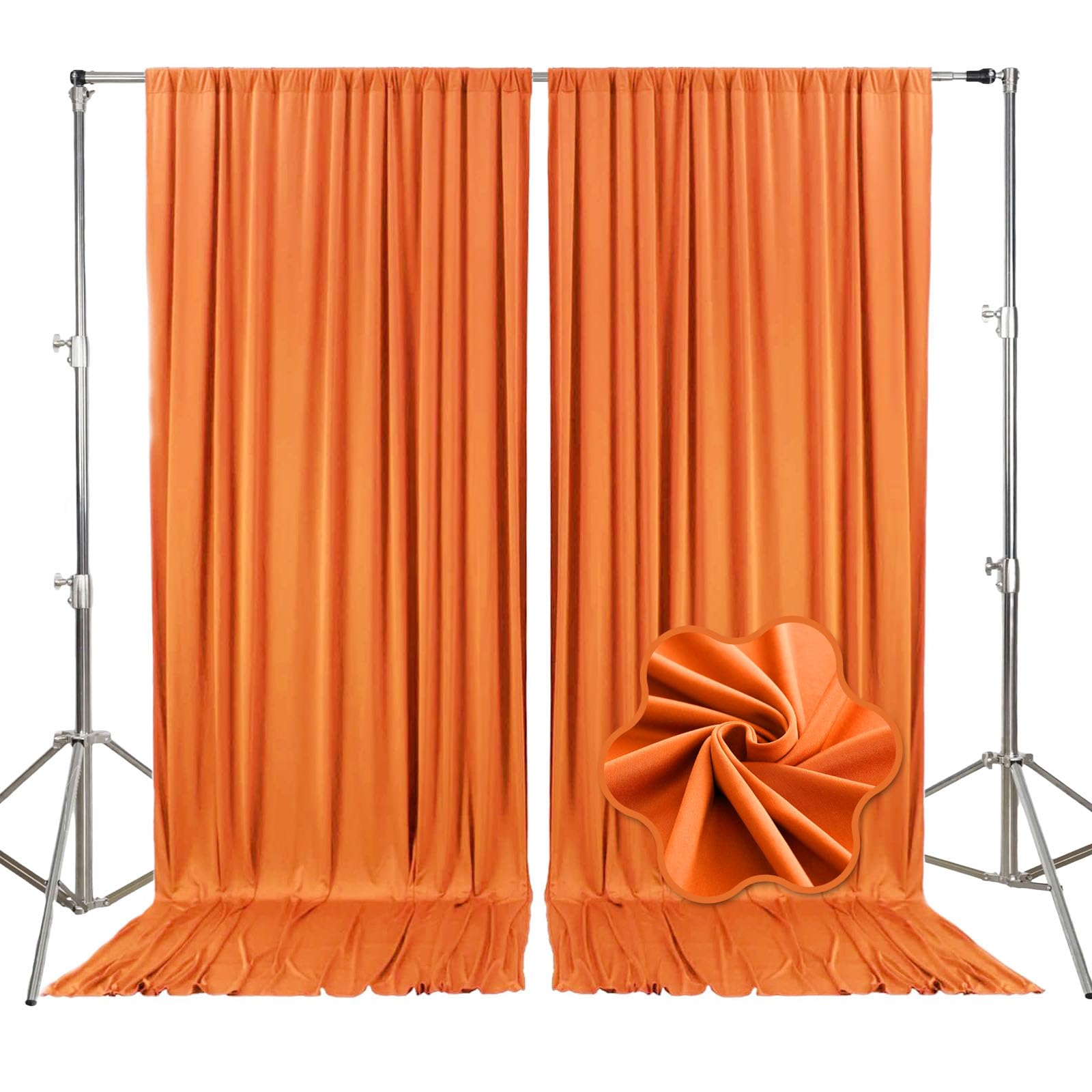 Photo 1 of 10ft x 10ft Orange Backdrop Curtains for Parties, Fabric Satin Background Curtain with Rod Pockets for Weddings, Birthday, Baby Shower, Photography, Graduation Party Backdrop Drapes, 2 Panels