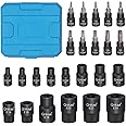 Torx Bit Socket Female E-Torx External Sockets Set 24PCS | 10pcs Star Socket Bits (T8-T40) & 14pcs Female E-Torx Sockets (E4-E24) 1/4" 3/8" 1/2" | CRV | Enhanced Mini Storage Case
