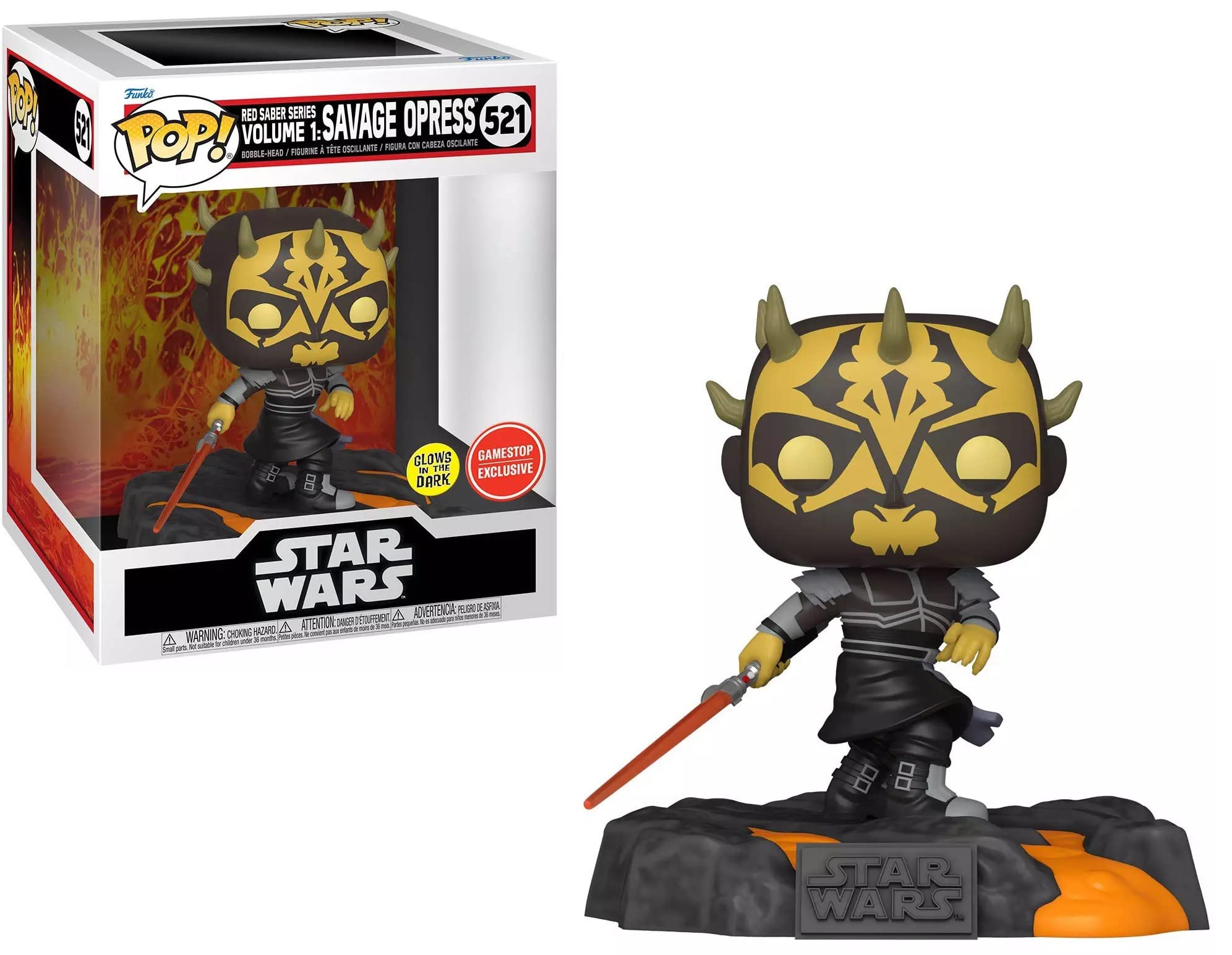 Funko Pop! Deluxe: Disney Star Wars Sith - Red Saber Series Vol.1 Savage Opress (Glows in The Dark) (Special Edition) #521 Bobble-Head Vinyl Figure