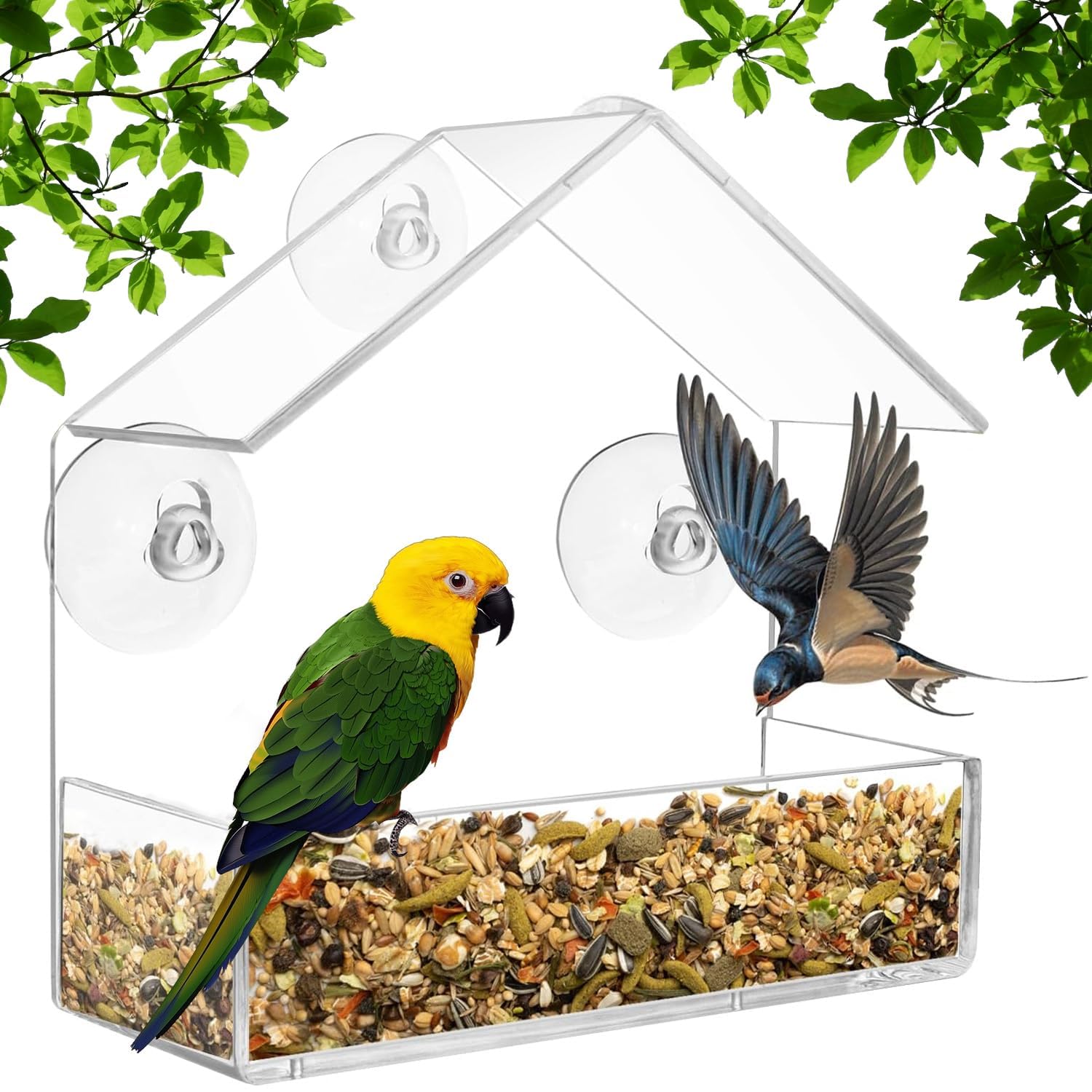 Window Bird Feeder - Clear Acrylic Bird Feeder, Perfect for Watching Birds Up Close, Easy Clean Design, Ideal for Attracting Local Birds