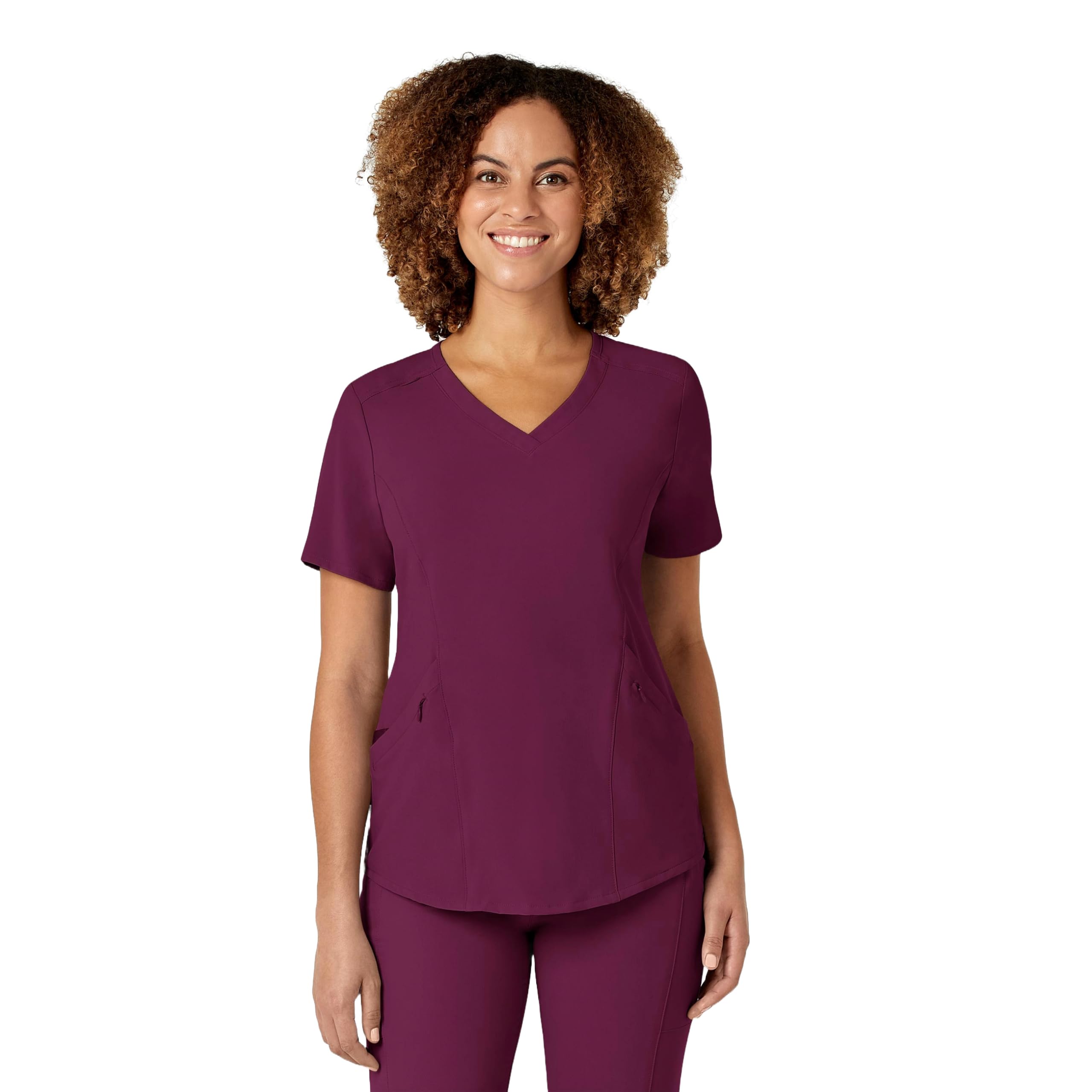 WonderWink Womens Renew Women’s V-Neck Top Medical Scrubs, Wine, Medium US