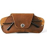 Toprank Leather Eyeglass Case - Handmade Slim Sunglasses Holder, Genuine and Universal Fit for Men and Women