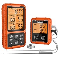 Wireless Meat Thermometer, Yunbaoit Digital Remote Food Cooking Meat Thermometer for BBQ Grill Smoker Oven Kitchen,500 FT Ran