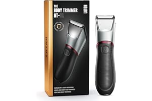 LGTGH Men's Body Trimmer: Pubic Hair Groomer with LED Light & Mirror - IPX7 Waterproof for Wet or Dry Use on Chest/Back/Groin - Ceramic Blades & Travel Lock - Ball Shaver Prevents Nicks/Cuts