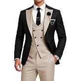 KPJUNHONGBEA Mens Suit 3 Piece Slim Fit Suits for Men Formal Wedding Prom Blazer Vest Pants Set