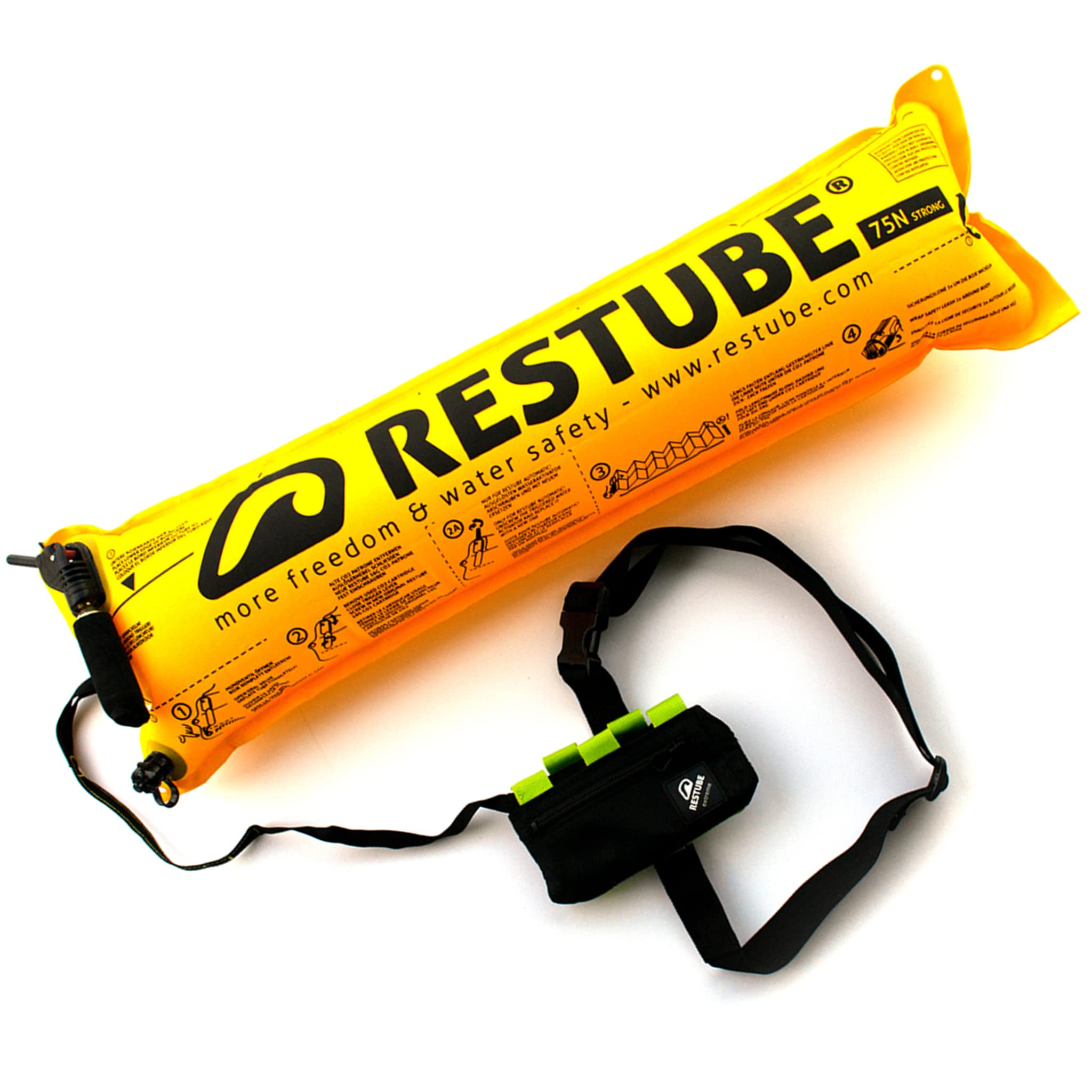 Restube Extreme Wild Swimming Safety Buoy for Use in Rough Conditions – Open Water Buoyancy Aid for Swimmers, Surfers & Lifeguards – One-Pull Inflatable Mechanism with Whistle, lime green, s
