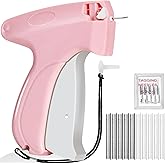 ANTAND Stitch Gun for Clothes, Tagging Gun for Clothing, Handheld Quick Sticky Sewing Micro Tag Gun Fixer Hemming Pants Tool Instantly, Includes 6 Needles and 1000 Fasteners (Pink)