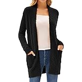 GRACE KARIN Long Cardigan Sweaters for Women, Open Front Fuzzy Winter Coat, Chunky Knit Winter Clothing with Pockets
