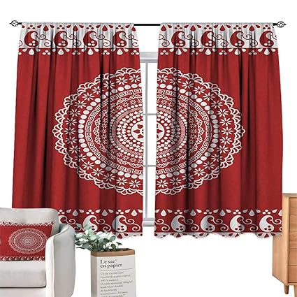 Amazon Com Familytaste Red Mandala Valance Curtains Traditional