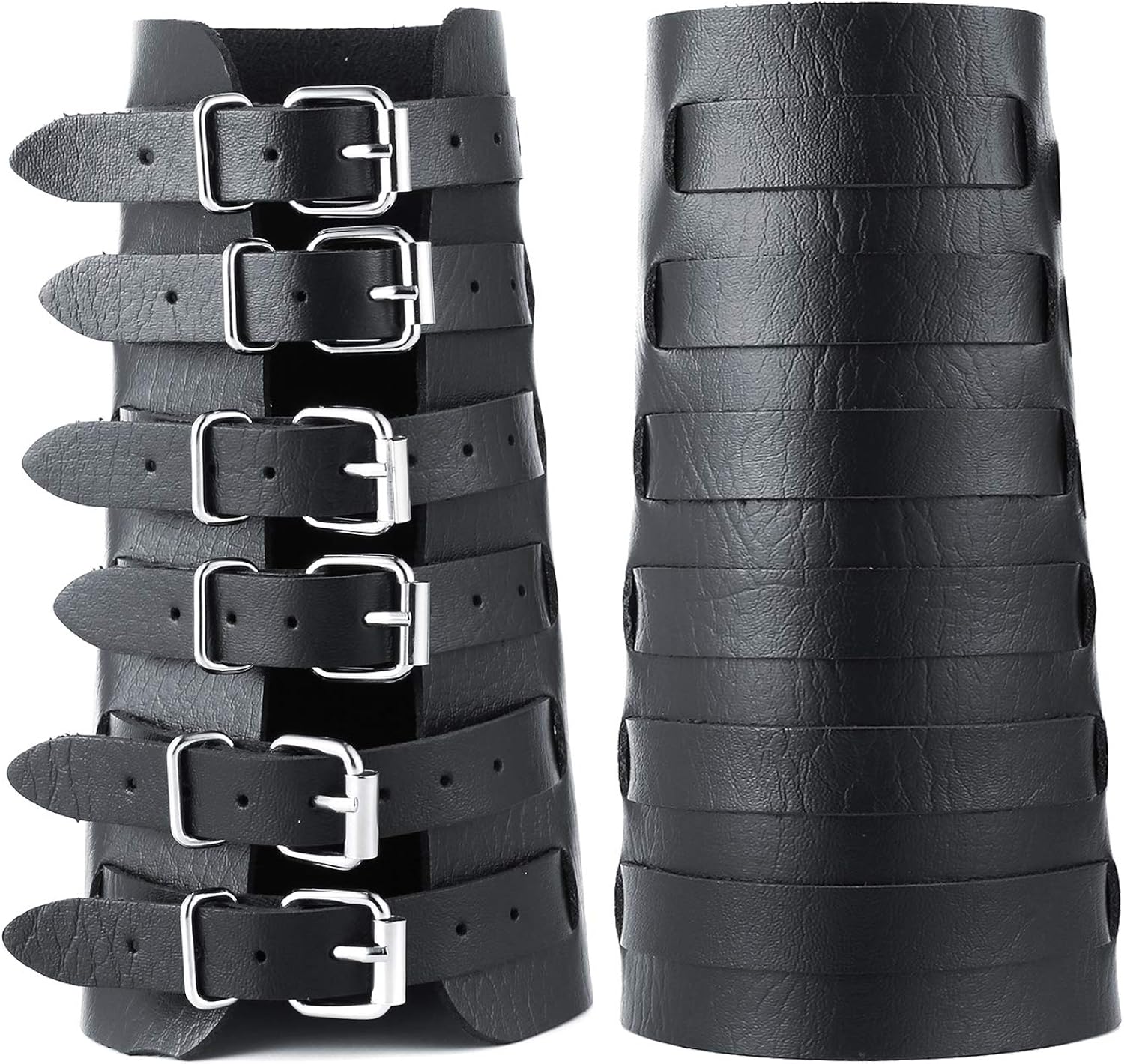 HZMAN Medieval Bracers Faux Leather Wide Eight Strap Cuff