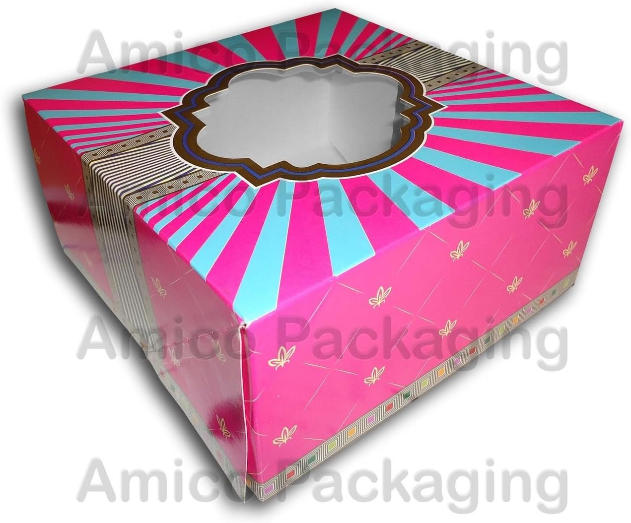 50 Red Large 8" x 8" x 3" Cake Box with Window Amazon.co.uk Kitchen