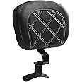TCT-MOTORPARTS Driver Rider Backrest Pad Fit for Harley Touring Road King Street Road Electra Glide Ultra 2009-2023 White Stitching