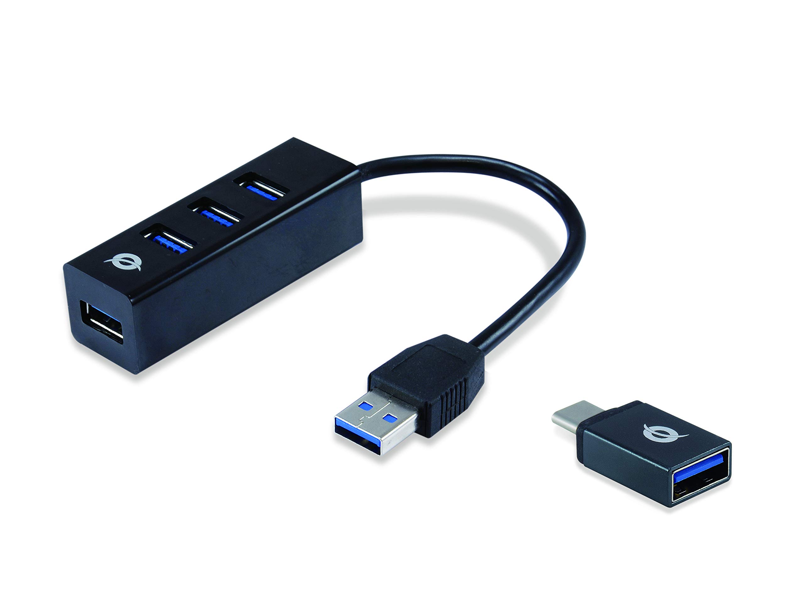 Conceptronic HUBBIES04B 4-Port USB 3.0 Hub and OTG Adapter for USB-C