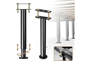 LAOWU 2 Pcs Adjustable Bed Frame Center Support Legs, Heavy Duty Cold Rolled Steel Bed Slat Support Legs With Wider Base, Bed Frame Leg Replacement, Furniture Support Reinforcement Kit Height 10in To 16.5in