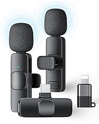 2 Pack Wireless Lavalier Microphone for iPhone iPad