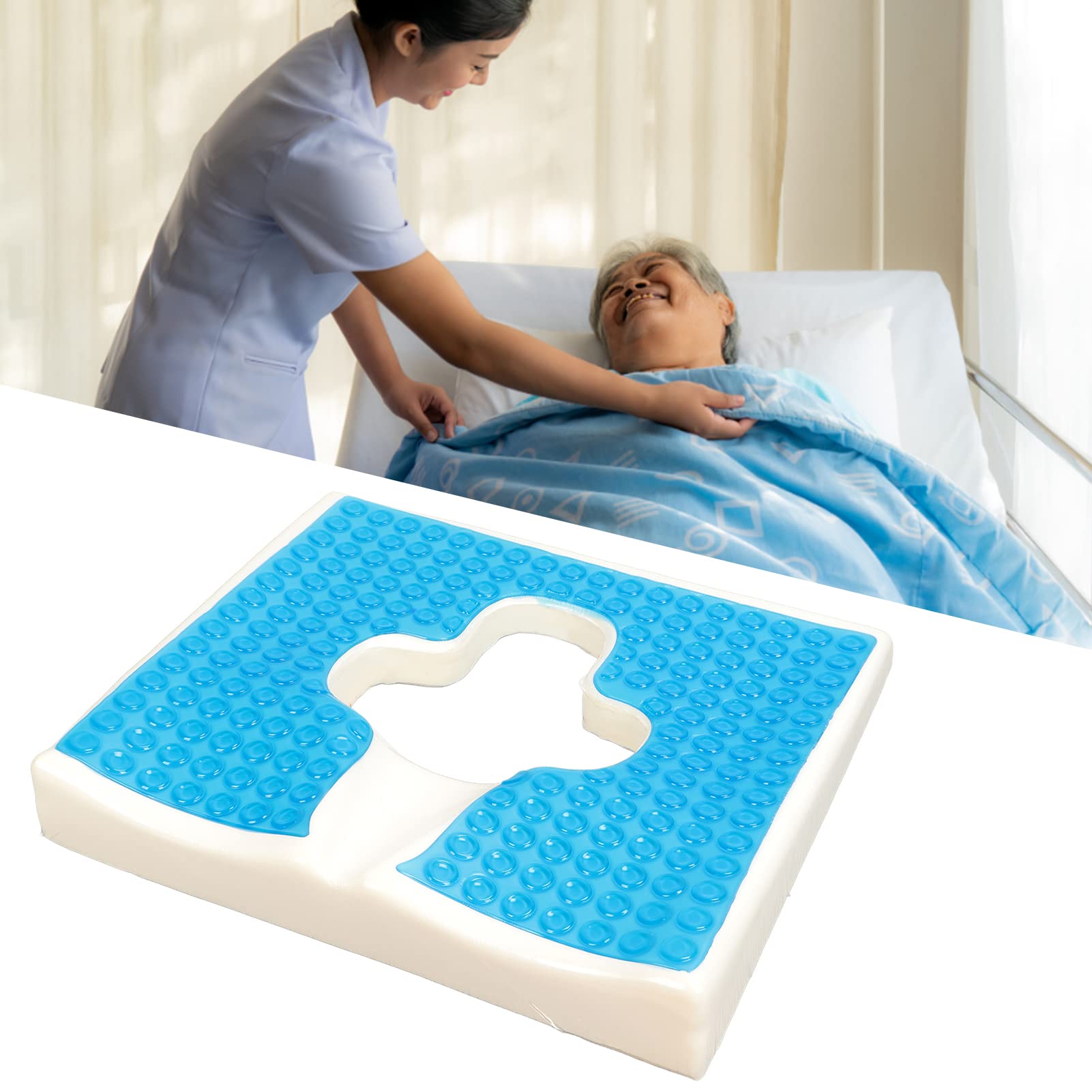 Anti-Decubitus Cushion for Bed Sores, T-Shaped Opening Triangular Slope Design with Breathable Fiber Material for Patient Comfort and Support