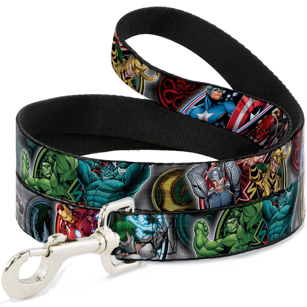 Dog Leash Marvel Avengers Superhero Villain Poses 6 Feet Long 0.5 Inch Wide, Multicolor (DL-6FT-WAV036-N)