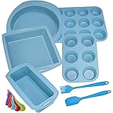 Silicone Nonstick Baking Pans Mold Tray Supplies Tools Bakeware Set, BPA Free Food Grade for Muffin Pizza Tiramisu Loaf Bread