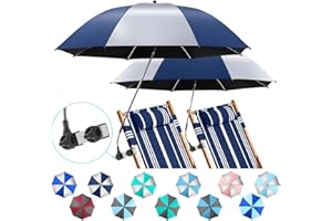 NBtoUS 2 Pack Beach Umbrella with 360 Universal Clamp, UPF50+ Umbrella Outdoor Patio Sun Protection for Chairs, Beach &Patio Use (Not Include Chair)