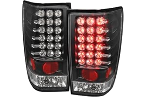 SPEC-D TUNING Black Housing Clear Lens LED Tail Lights Compatible with 2004-2015 Nissan Titan Without Utility Bed, Left + Right Pair Assembly