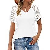 JUSTFASHIONNOW Short Sleeve Blouses for Women Cute Summer Tops Dressy Casual V Neck Tshirts 2026 Trendy Spring Clothes