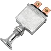GEARLINTON Heavy Duty 75 Amp Push/Pull Switch 6-28V DC 12 Volt 75A SPST | 2 Position On-Off with Chrome Knob