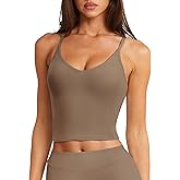 LASLULU Womens Adjustable Spaghetti Strap Sports Bra V Neck Wireless Padded Yoga Bra Camisole Workout Crop Tops