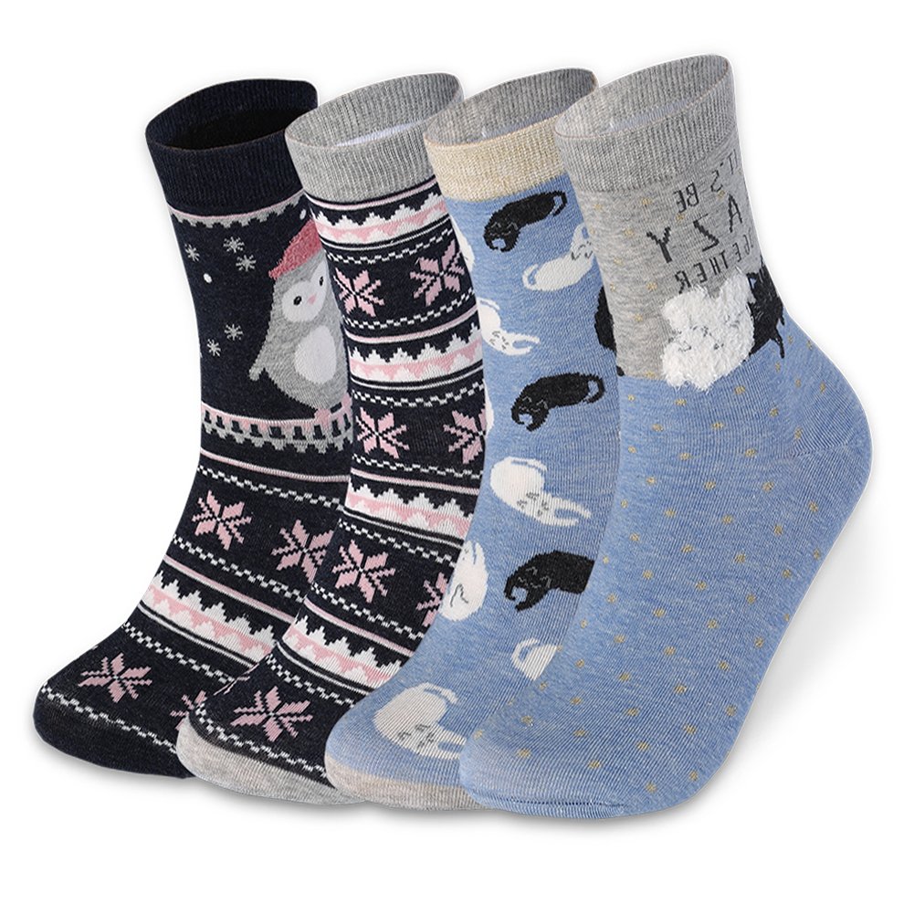 VBIGER 4 pares Calcetines Termicos Mujer Algodón Dibujos Animados Calcetines Para invierno