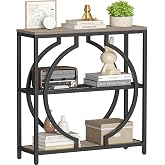 Snughome Entryway Table with 3 Tier Storage Shelves, Narrow Console Table Industrial Sofa Table with Circle Base, Behind The Couch Entrance Table for Hallway, Living Room, Foyer