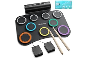 Donner Electric Drum Pad, 9 Pads Electronic Drum Set Roll Up Quiet Drum Pad Built-in Speaker, 40 Lessons Included, Kids Holid