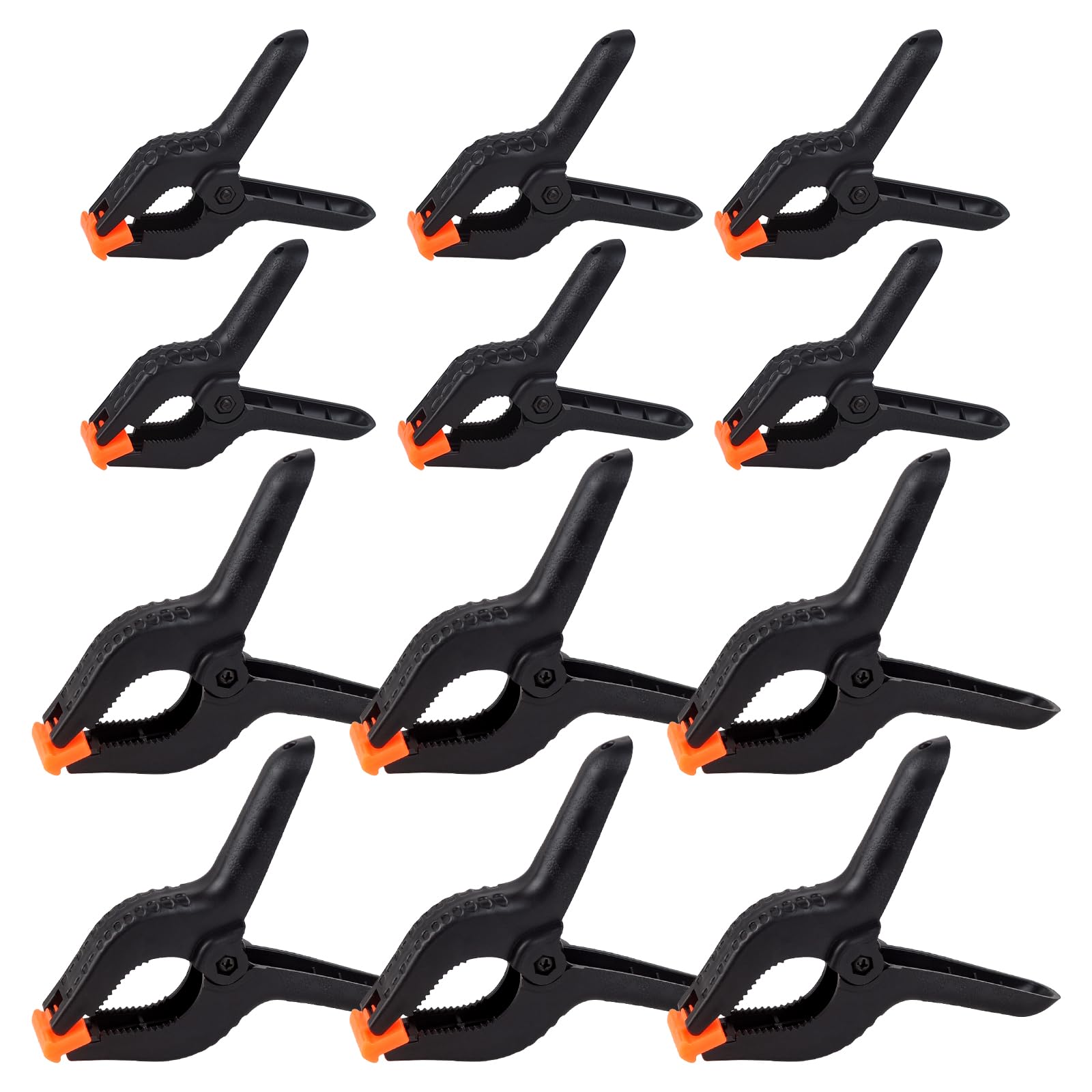 12Pcs Nylon Spring Clamps, Plastic Heavy Duty Grip Clips Set-6pcs 4 inch +6pcs 6 inch Clamps for DIY Projects,Arts,Wood Working Crafts, Muslin Paper Photo Background