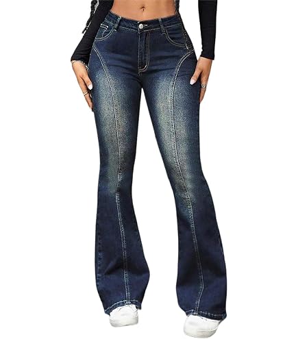 SweatyRocks Women's Casual Denim Pants Heart Print High Waist