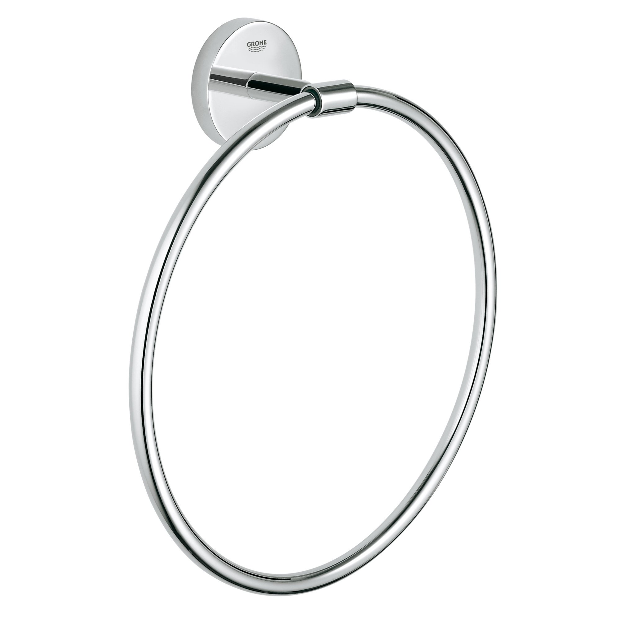 GROHE Baucosmopolitan Towel Ring, Chrome Finish, Concealed Fastening 40460001