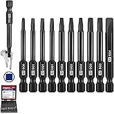 WORKPRO 10PCS Square Drive Bit Set, Magnetic Impact Screwdriver Bits | S2 Steel, 1/4" Hex Shank, Storage Box, CNC Precision Machining, Heat Treated
