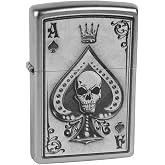 Ace of Spade Skull Playing Card Chrome Zippo Lighter