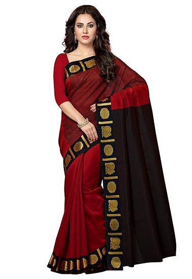 Womens Cotton Saree With Blouse Piece (Mukfab-1006_Red)