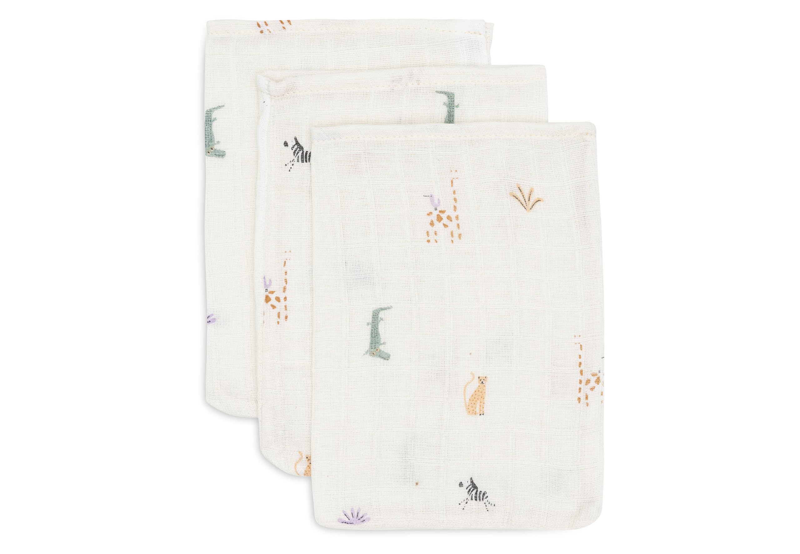 Jollein Jungle Jambo Baby Wash Cloth, Pack of 3, 15 x 20 cm, 100% Cotton, Wash Mitt Baby, Oeko-Tex Certified