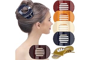 RC ROCHE ORNAMENT RC ROCHE 6 Pcs Flat Claw Hair Clips for Women Thick Hair French Round Duckbill Square Secure Strong Hold Grip Clamps Barrettes Curved No Slip No Crease Plastic Styling Cute, Medium Classic
