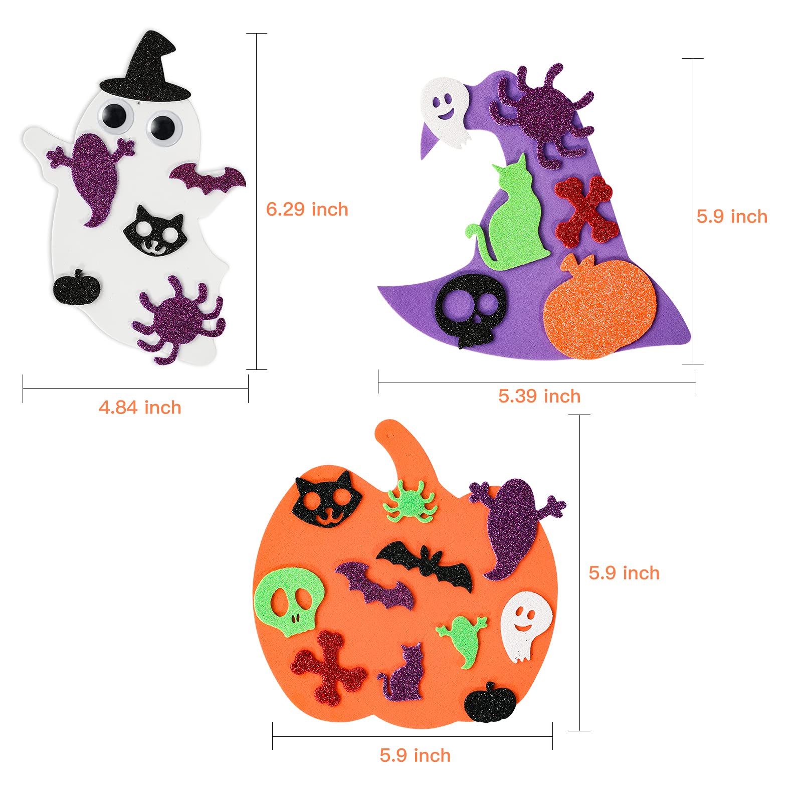 Max Fun 302PCS Halloween Crafts for Kids, Halloween Activities Foam Pumpkins for Crafts Stickers Gift Kits, DIY Art and Craft Set for Holiday Classroom Decorations Party Favors Supplies