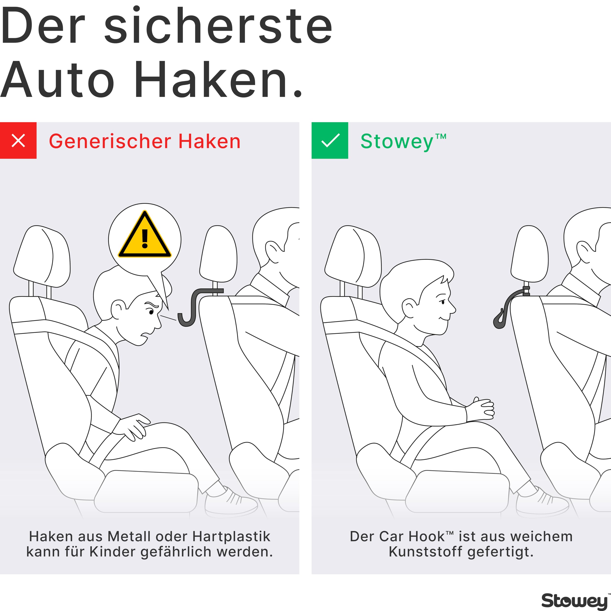 Car Hook Kleiderhaken für Auto Haltegriff - Das Must Have Auto Reise Zubehör hält Jacke & Tasche, Kleiderbügel Auto & Kopfstützen Haken, Auto Gadgets für Frauen & Männer, 1x Jackenhalter Auto Schwarz 7