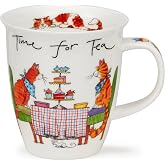 Dunoon Nevis Time For Tea Cat Mug, White