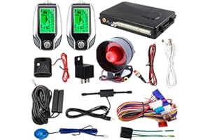 EASYGUARD EC204 2 Way car Alarm System with PKE Passive keyless Entry, Rechargeable LCD Pager Display & Remote Trunk Release, Shock Warning DC12V