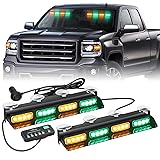 XRIDONSEN Amber Green Emergency Dash Strobe Lights