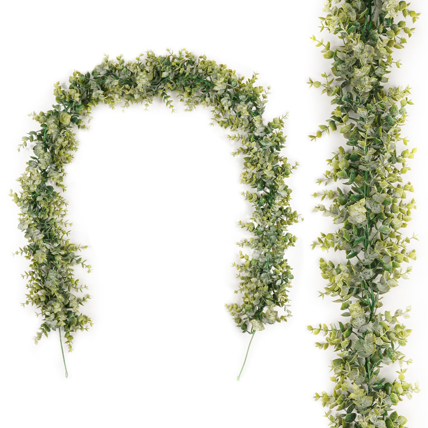 PRIMAISON 2 Pack Artificial Eucalyptus Garland - 6Ft Faux Greenery Vines - Fake Hanging Leaves Plant for Weddings, Backdrops, Archways, Walls, Tables, Parties, and Festivals
