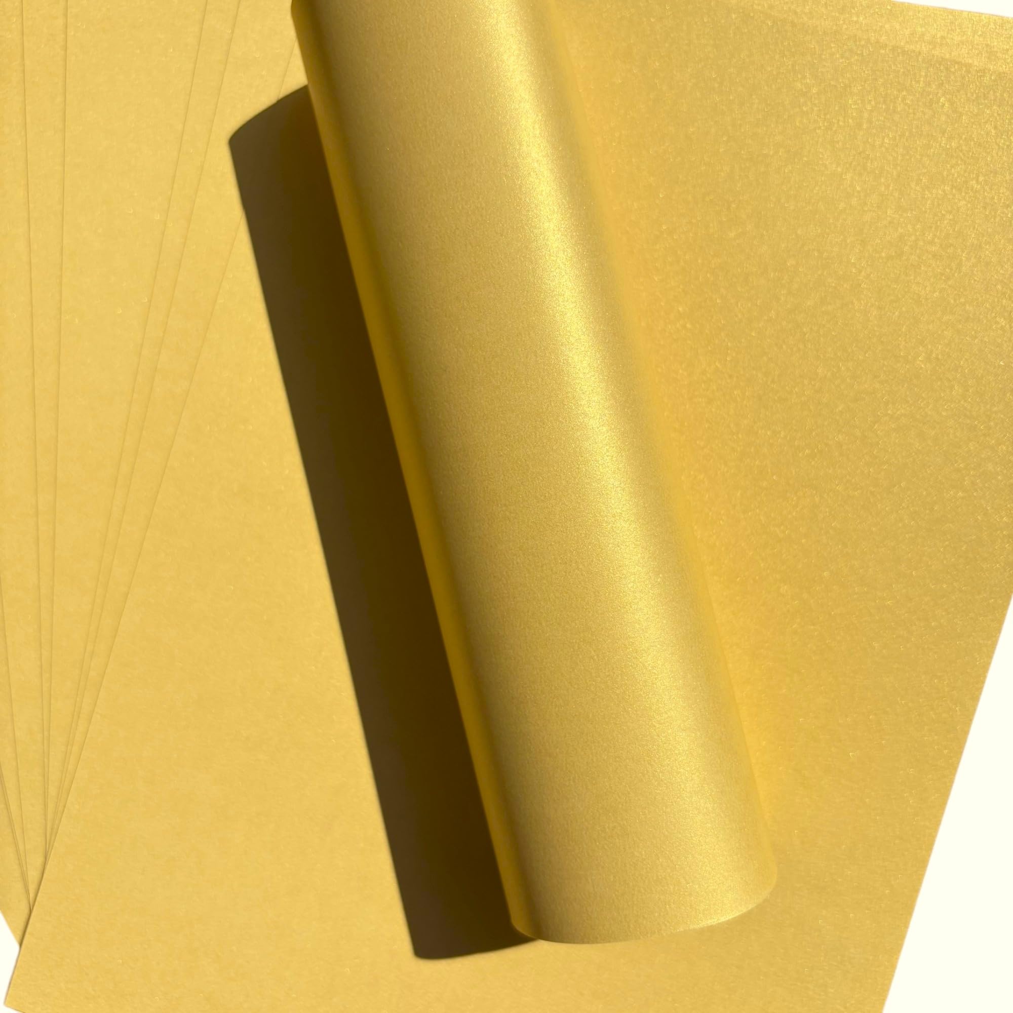50 A4 Mellow Gold Shimmer Pearlescent Paper 120gsm Double Sided Suitable for Inkjet and Laser Printers