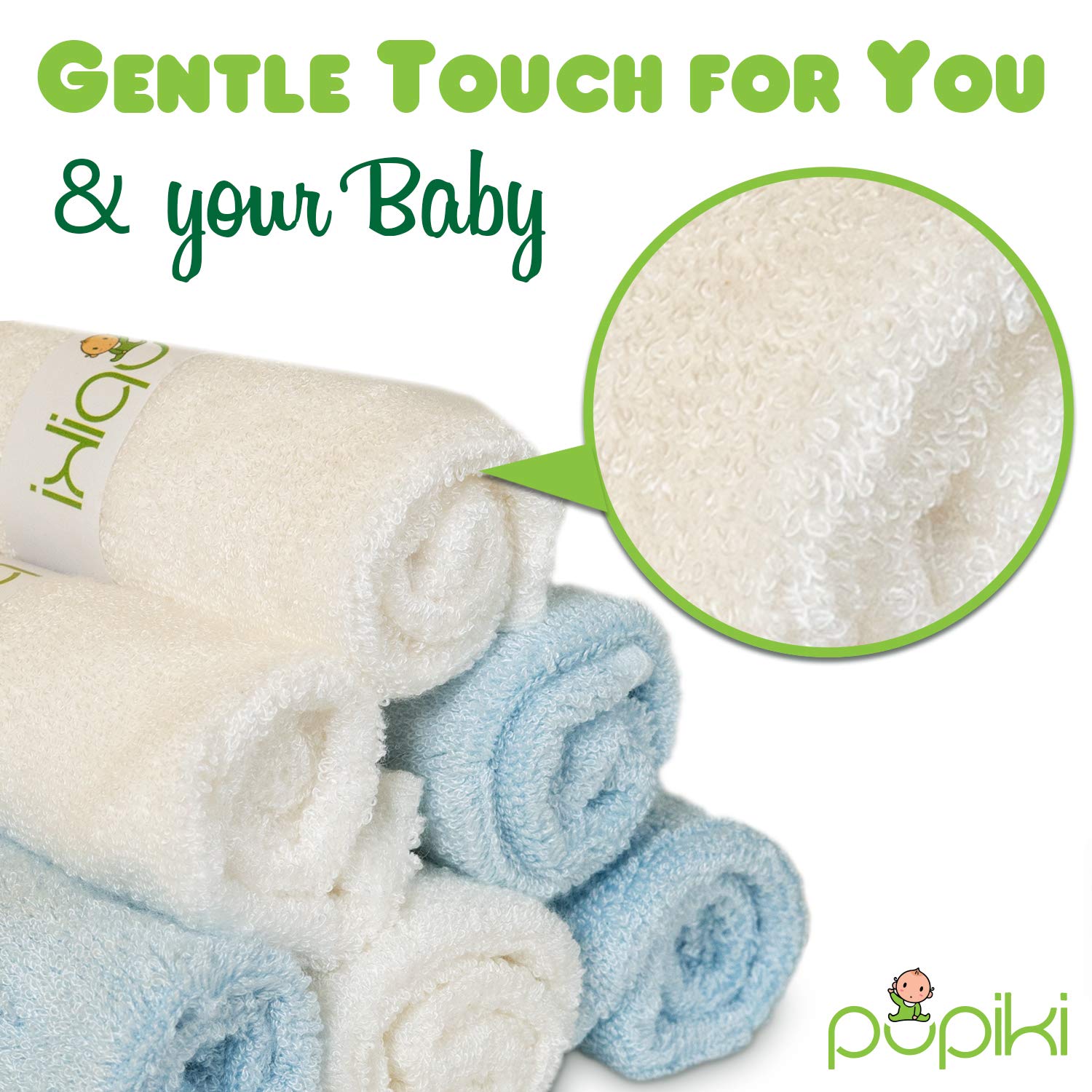 Organic Bamboo Baby Washcloths Soft Baby Wash Cloths for Face & Body