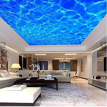 Murales Papel De Pared Arte Moderno Top Beach Deep Blue Sea Water