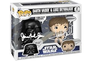 HOFSM.COM HALL OF FAME SPORTS MEMORABILIA James Earl Jones & Mark Hamill Darth Vader & Luke Skywalker (I Am Your Father) 2-Pack Sayings Facsimile Signed Reprint Laser Autographed Funko POP! Movies Star Wars Figurine with Protector Case