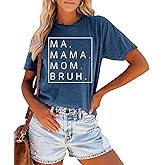 Ma Mama Mom Bruh Shirts for Women Mama Letter Print Graphic T Shirts Shirts Tee Tops